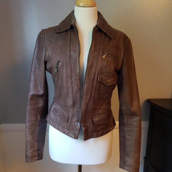 Banana Republic Jackets & Coats Banana Republic Brown Leather Moto